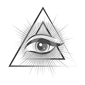 All seeing Eye in Triangle Masonic Symbol Emblem