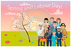 All Service Professions on Spring Labour Day Card