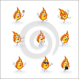 All set Fire mascot and background