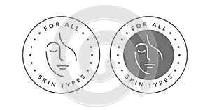 For all skin types vector icon badge logo