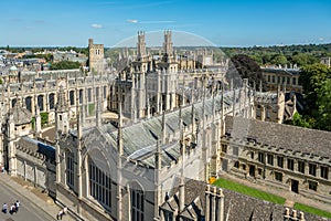 All Souls College surrounded by greenery under the sunlight in Oxford, the UK