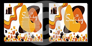 All Souls Day Background Vector Illustration. Greeting card or background. With candle, cross, and candlelight icons