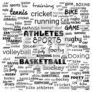 All sports word cloud,hobbies and leisure concept background