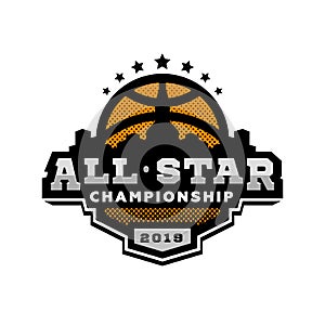 All star basketball, sports logo, emblem. Vector illustration.