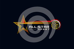 All star volley ball sport gradient design template