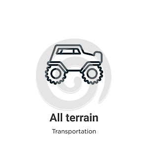 All terrain outline vector icon. Thin line black all terrain icon, flat vector simple element illustration from editable transport