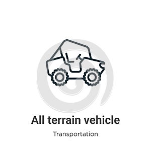 All terrain vehicle outline vector icon. Thin line black all terrain vehicle icon, flat vector simple element illustration from