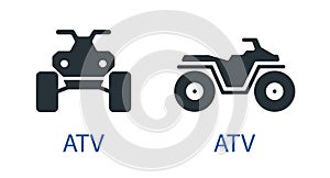 All-terrain vehicle Quad bike atv icon  front view off-road motorcycles set vector sign