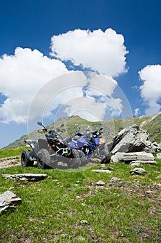 All terrain vehicles offroad on mountain