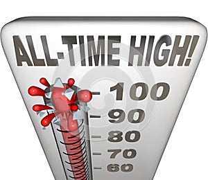 All-Time High Record Breaker Thermometer Hot Heat Score