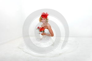 All White Dash of Red