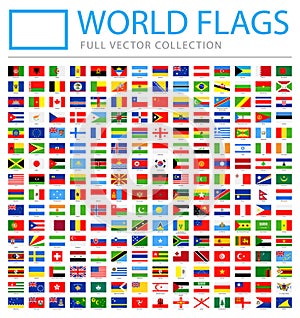 All World Flags - New Additional List of Countries and Territories - Vector Rectangle Flat Icons