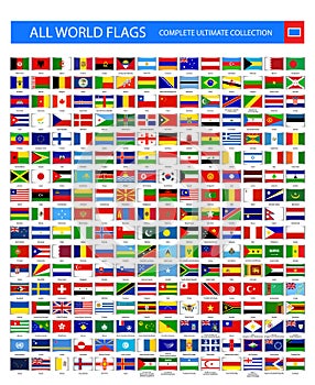 All World Flags rectangle flat icons isolated on white