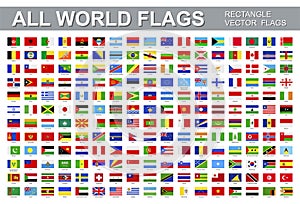 All world flags - vector set of rectangular icons.