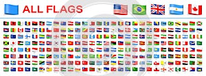 All World Flags - Vector Tag Label Flat Icons. 2020 versions of flags