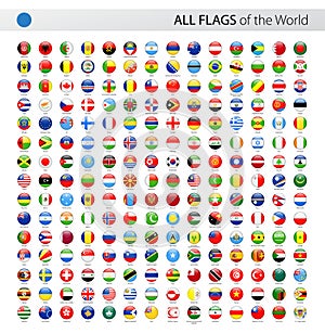 All World Round Glossy Vector Flags - Collection