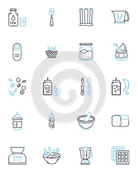 All-you-can-eat restaurant linear icons set. Buffet, Unlimited, Feast, Gluttony, Overindulgence, Variety, Selection line