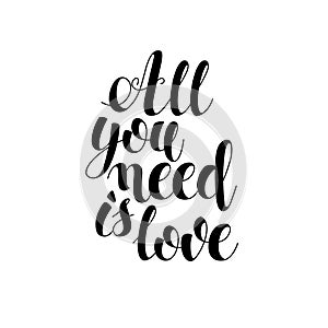 All you need is love postcard. Phrase for Valentines day.