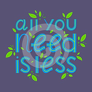 All you need is less - vector lettering