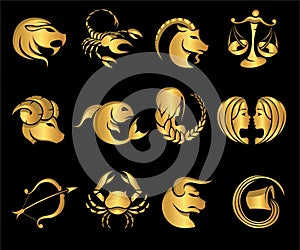 All zodiac signs together in the astrology vector