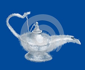 Alladin lamp cloud on blue sky photo