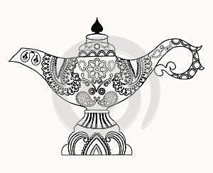 Alladin Magic Lamp line art design