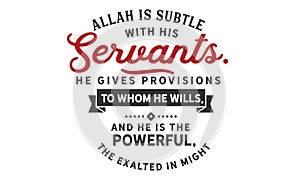 Allah is subtle with His servants; He gives provisions to whom He wills