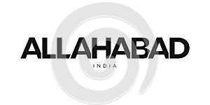 Allahabad in the India emblem. The design features a geometric style, vector illustration with bold typography in a modern font. photo