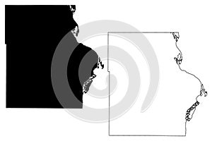 Allamakee County, Iowa U.S. county, United States of America, USA, U.S., US map vector illustration, scribble sketch Allamakee