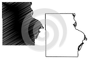 Allamakee County, Iowa U.S. county, United States of America, USA, U.S., US map vector illustration, scribble sketch Allamakee