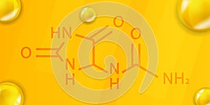 Allantoin chemical formula. Allantoin 3D Realistic chemical molecular structure