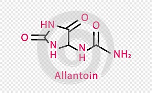 Allantoin chemical formula. Allantoin structural chemical formula isolated on transparent background.