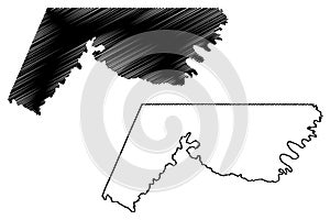 Allegany County, Maryland U.S. county, United States of America, USA, U.S., US map vector illustration, scribble sketch Allegany