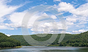 The Allegheny Reservoir in Warren County, Pennsylvania, USA on a sunny summer day