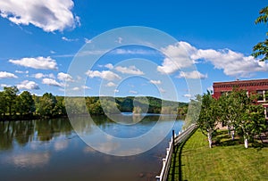 The Allegheny River in Warren, Pennsylvania, USA in springtime