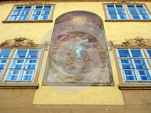 Allegorical Mural on Historical Building, Prague