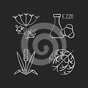 Allergens chalk white icons set on black background