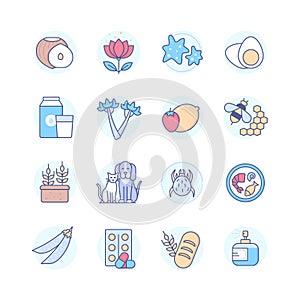 Allergens - colorful line design style icon set