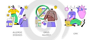 Allergic reaction abstract concept vector illustrations.