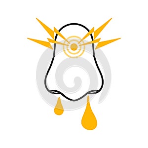 Allergic runny nose icon with mucus discharge