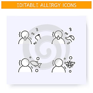 Allergies types line ico Editable illustrations