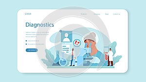 Allergist web banner or landing page. Disease with allergy symptom