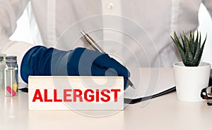 allergist word on the wooden background