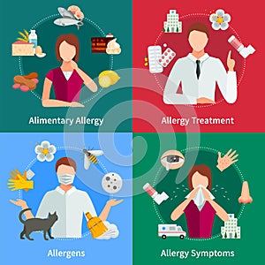 Allergy Concept Icons Set