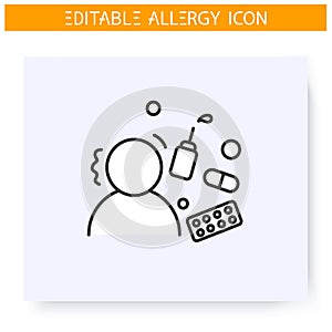 Allergy medications line icon. Editable