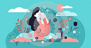 Allergy vector illustration. Tiny dust asthmatic intolerance person concept photo