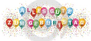 Alles Gute Geburtstag Banner Colored Balloons Confetti Explosion