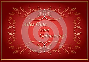 Alles gute zum Geburtstag - bright red vector greeting card with