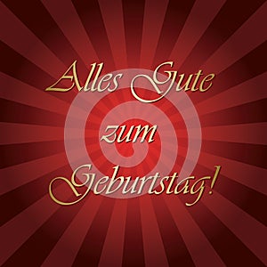 Alles gute zum Geburtstag - red vector greeting card with gradient