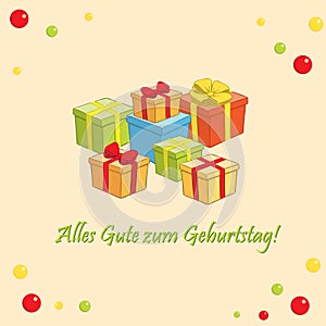 Alles gute zum Geburtstag - vector greeting card with gifts photo